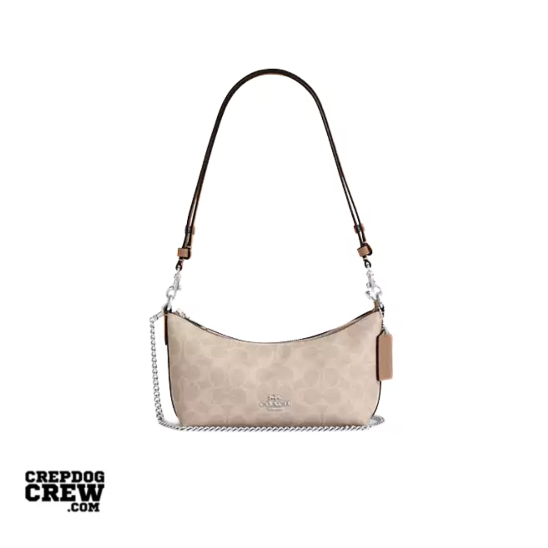COACH Caitlin Shoulder Bag In Signature Canvas Silver Sand Taupe