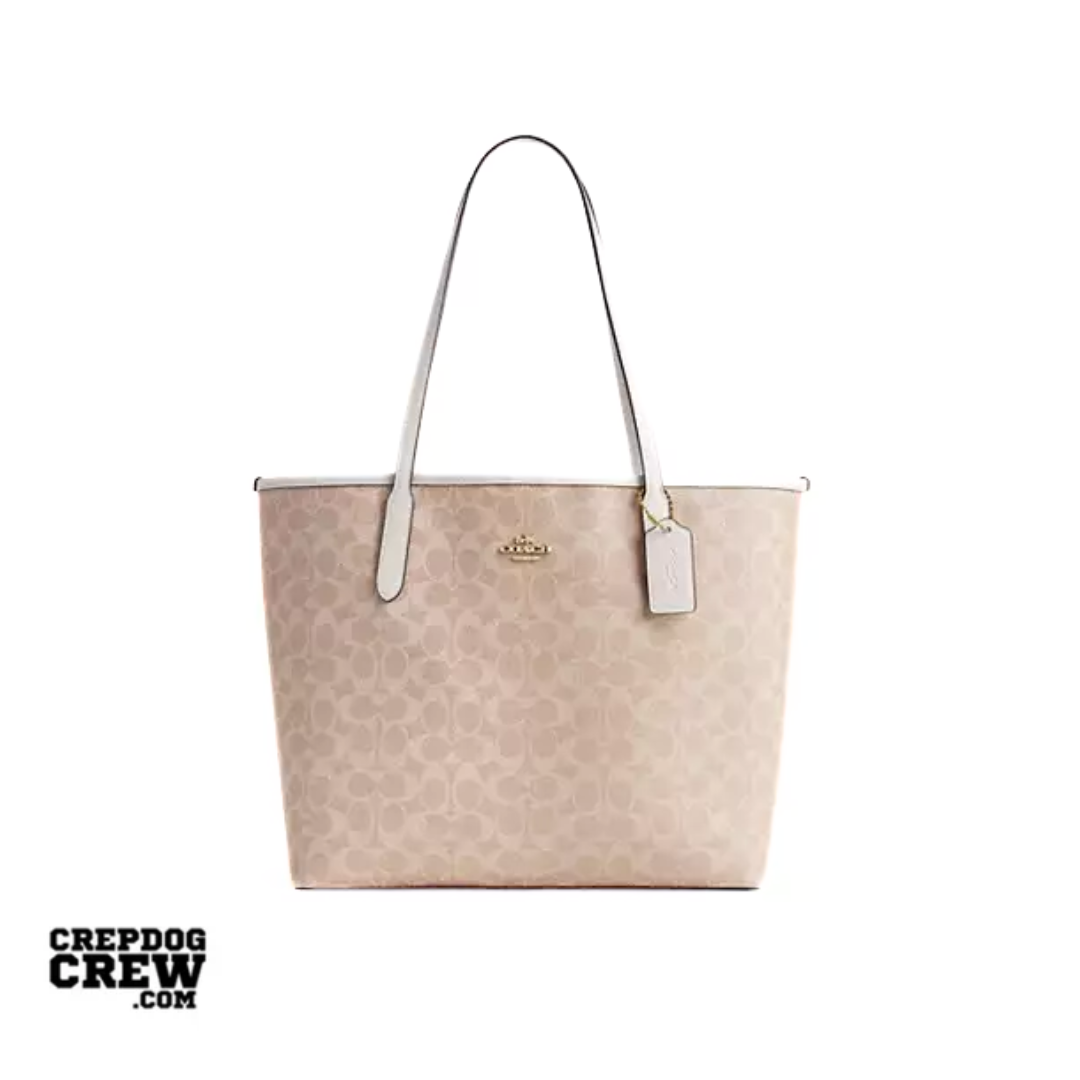 Coach City Tote Bag In Signature Canvas Gold Sand Chalk