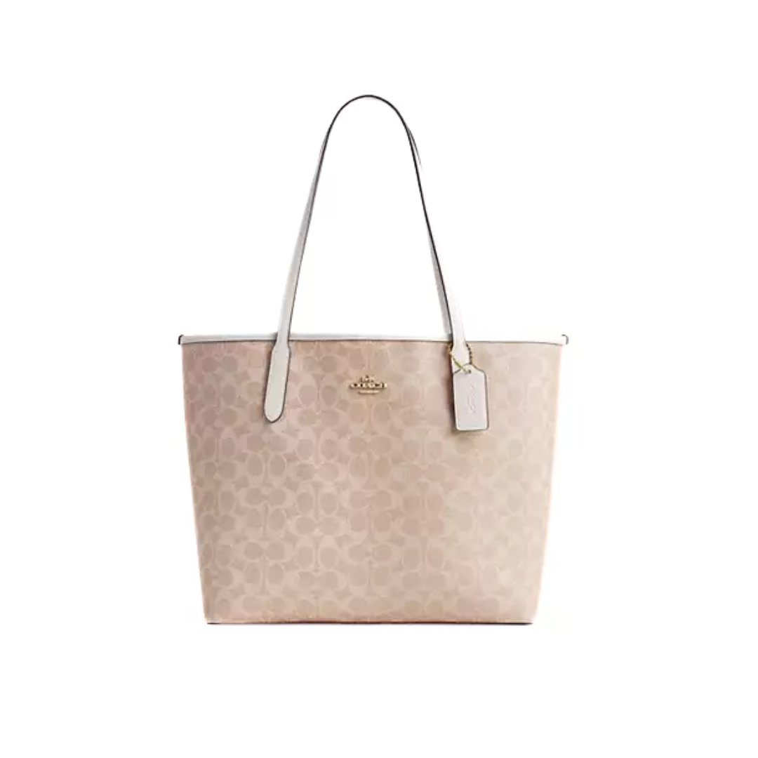 Coach City Tote Bag In Signature Canvas Gold Sand Chalk