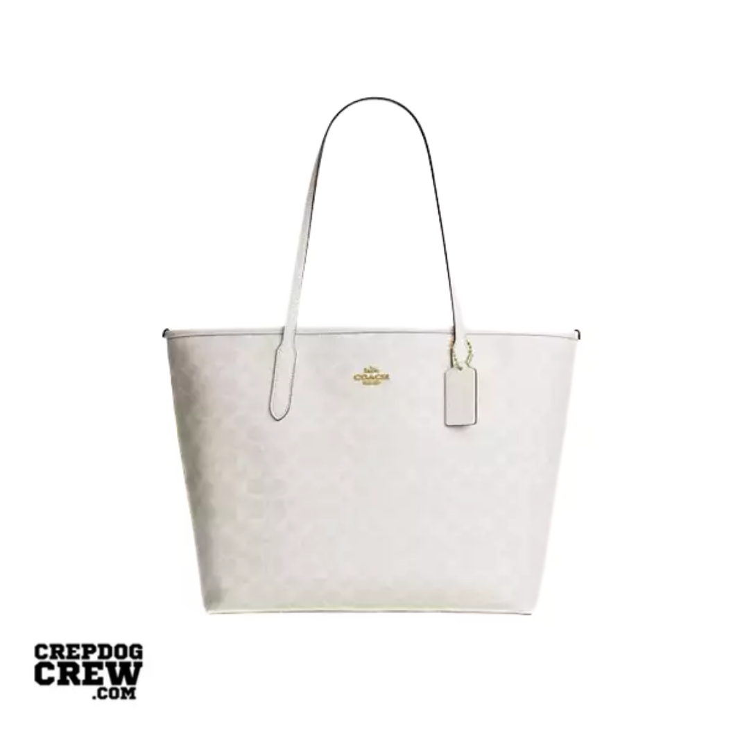 Coach City Tote Bag In Signature Canvas Gold White Chalk