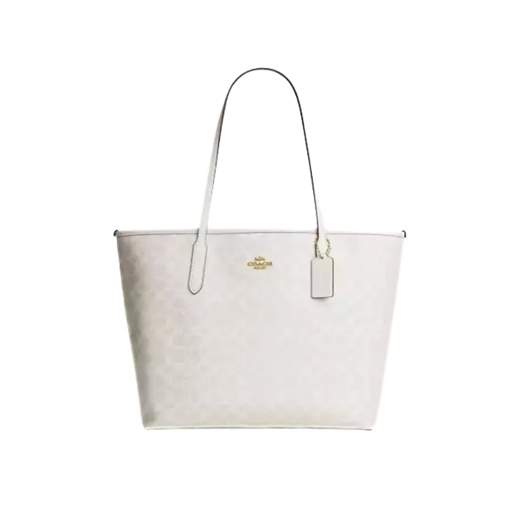 Coach City Tote Bag In Signature Canvas Gold White Chalk