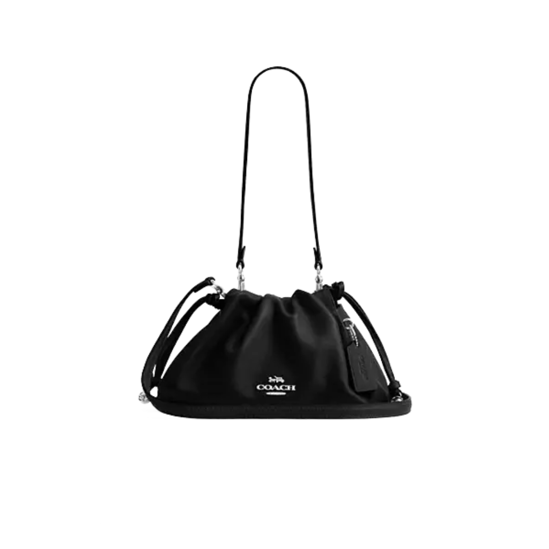 Coach Faye Shoulder Bag smooth leather Silver Black