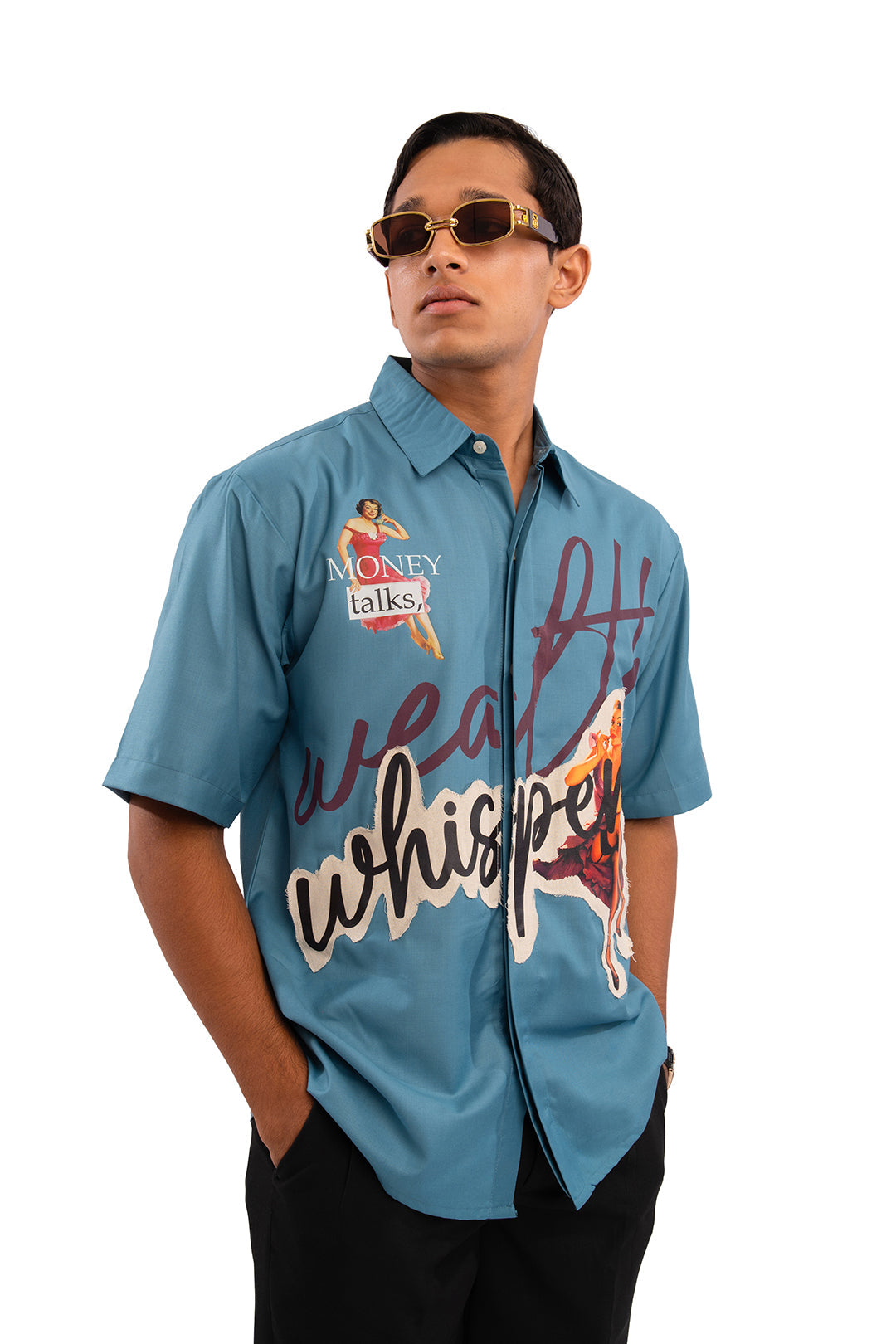 Wealth whispers shirt - Teal Blue