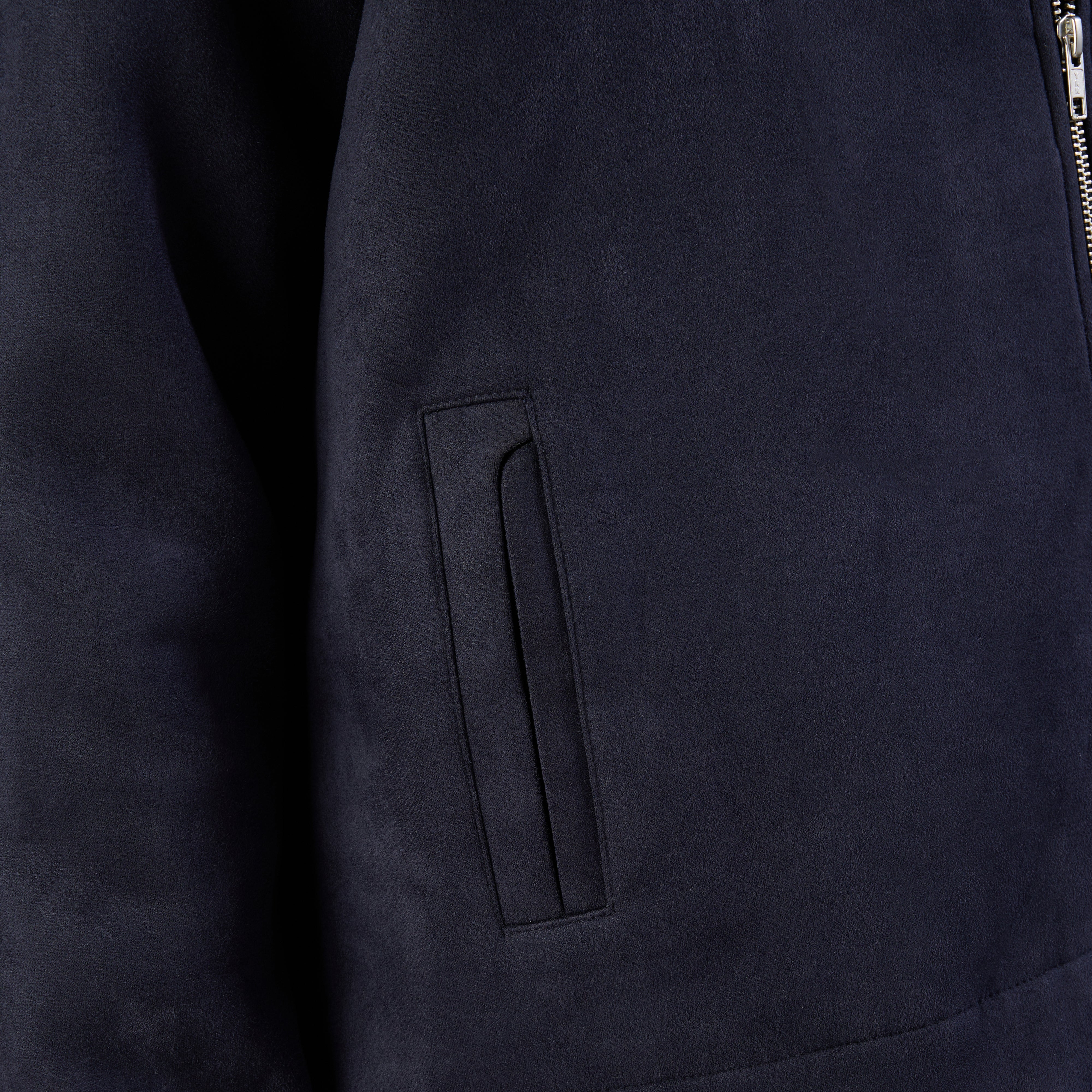SUEDE TWO-WAY ZIP JACKE - NAVY