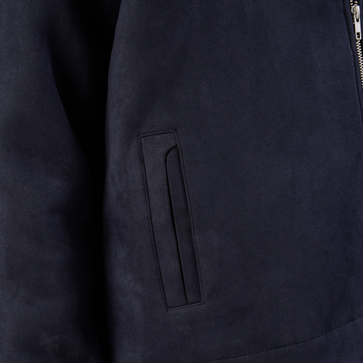 SUEDE TWO-WAY ZIP JACKE - NAVY