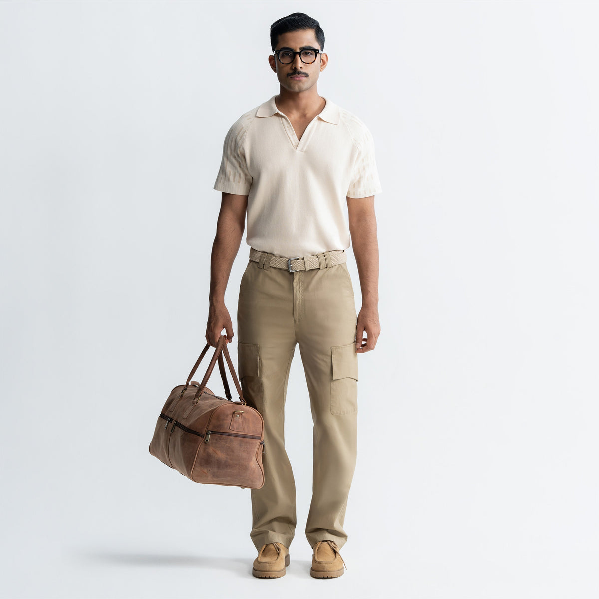 JACQUARD POLO T-SHIRT - SAND