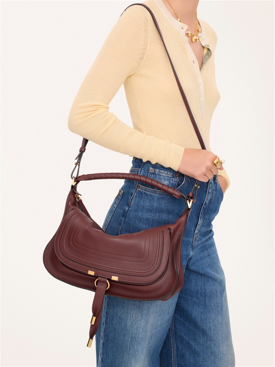 CHLOE Small Marcie shoulder bag in soft leather Dark Velvet