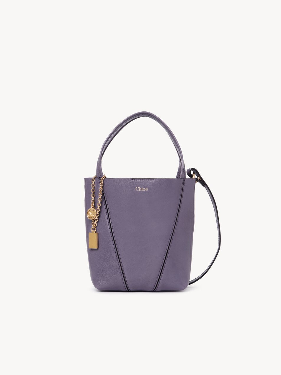 CHLOE Small Chloé Spin tote bag in grained leather Shadow Purple