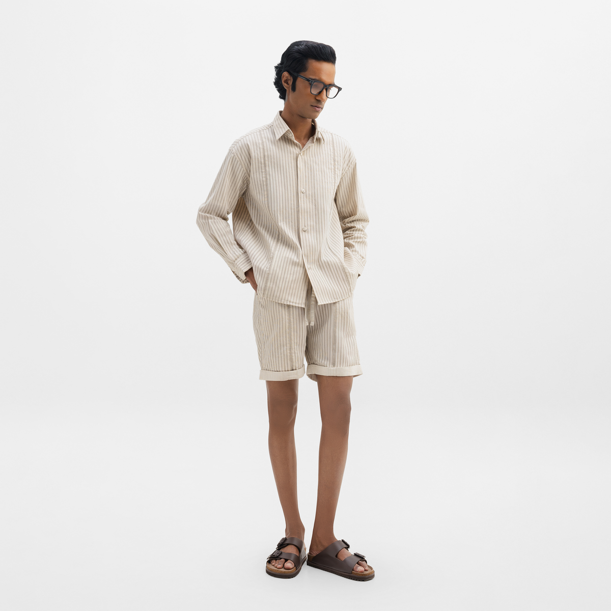 ROLLED-UP HEM SHORTS- DESERT