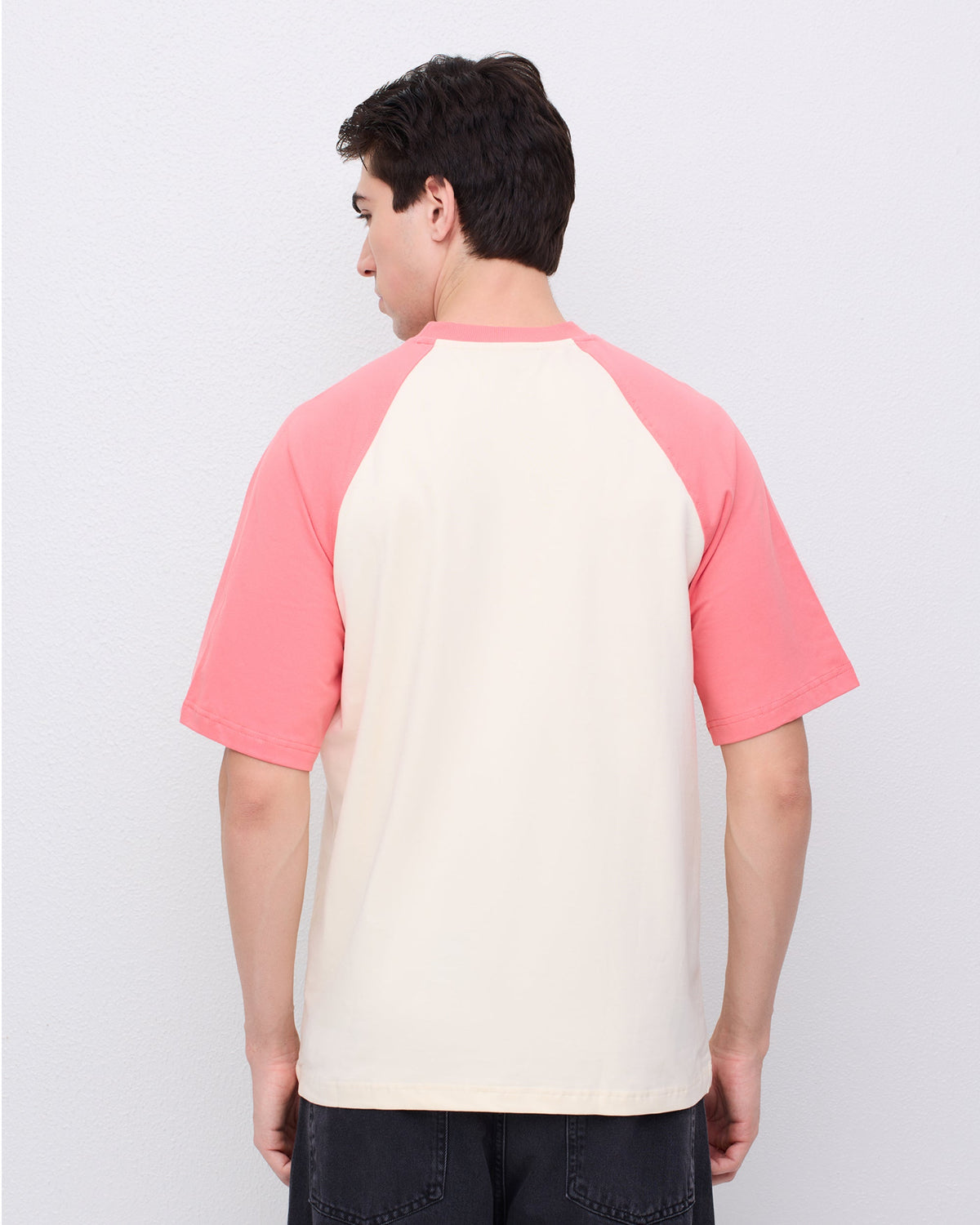 SKYLINE RAGLAN T-SHIRT - OFF-WHITE/CORAL