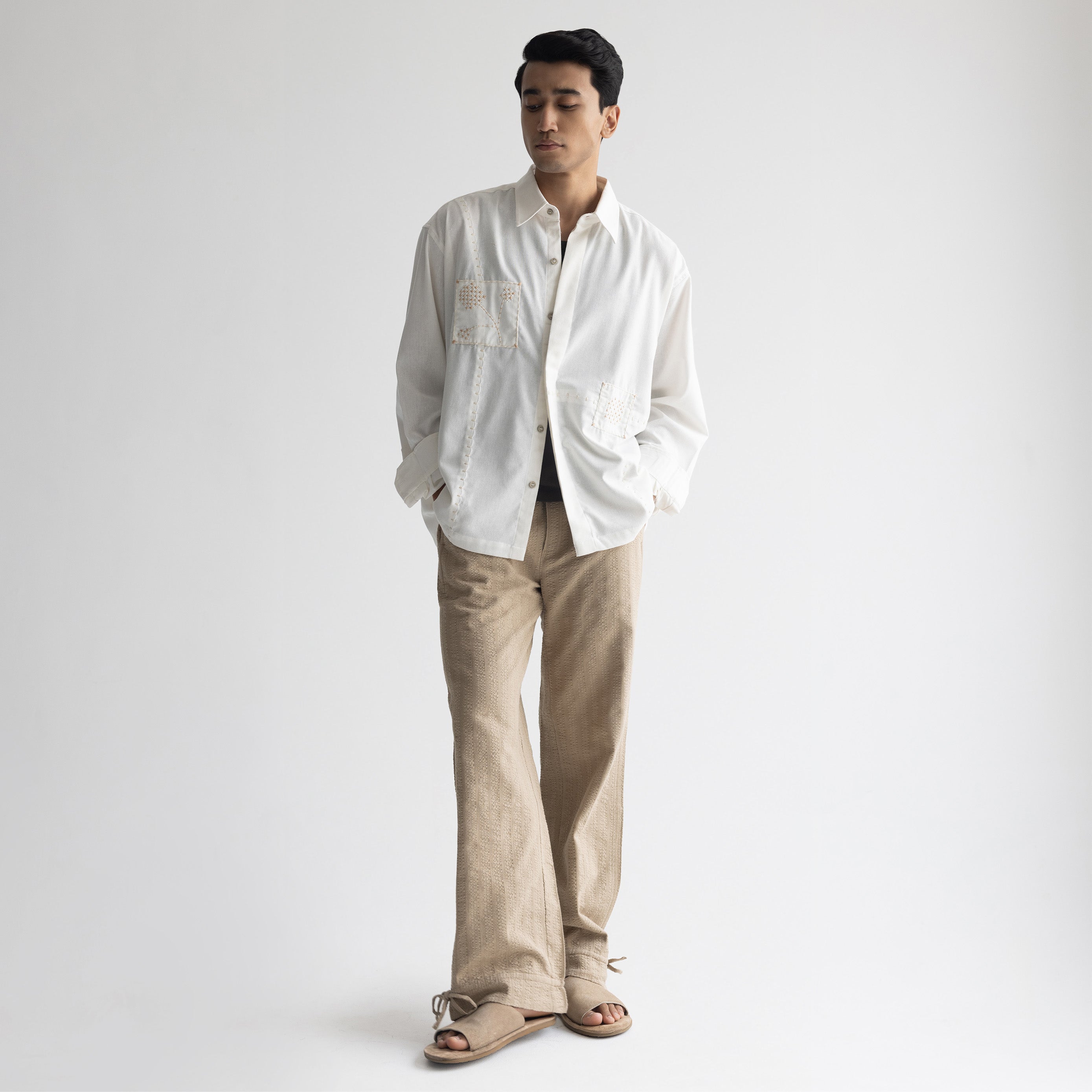 SEER SUCKER PYJAMA - KHAKI