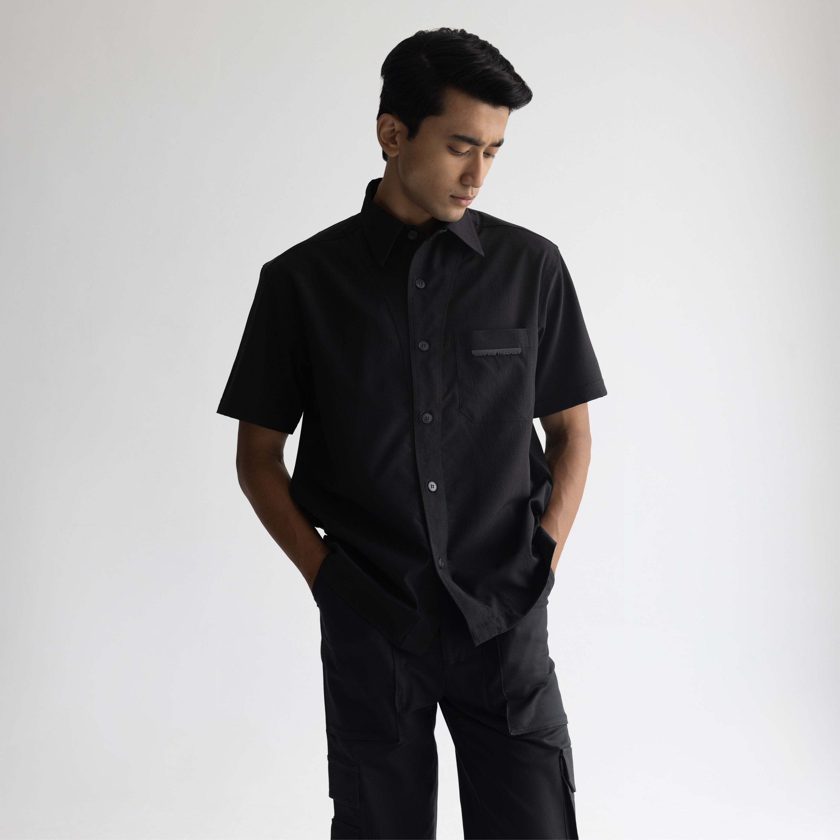 CRINKLE SHIRT- JET BLACK