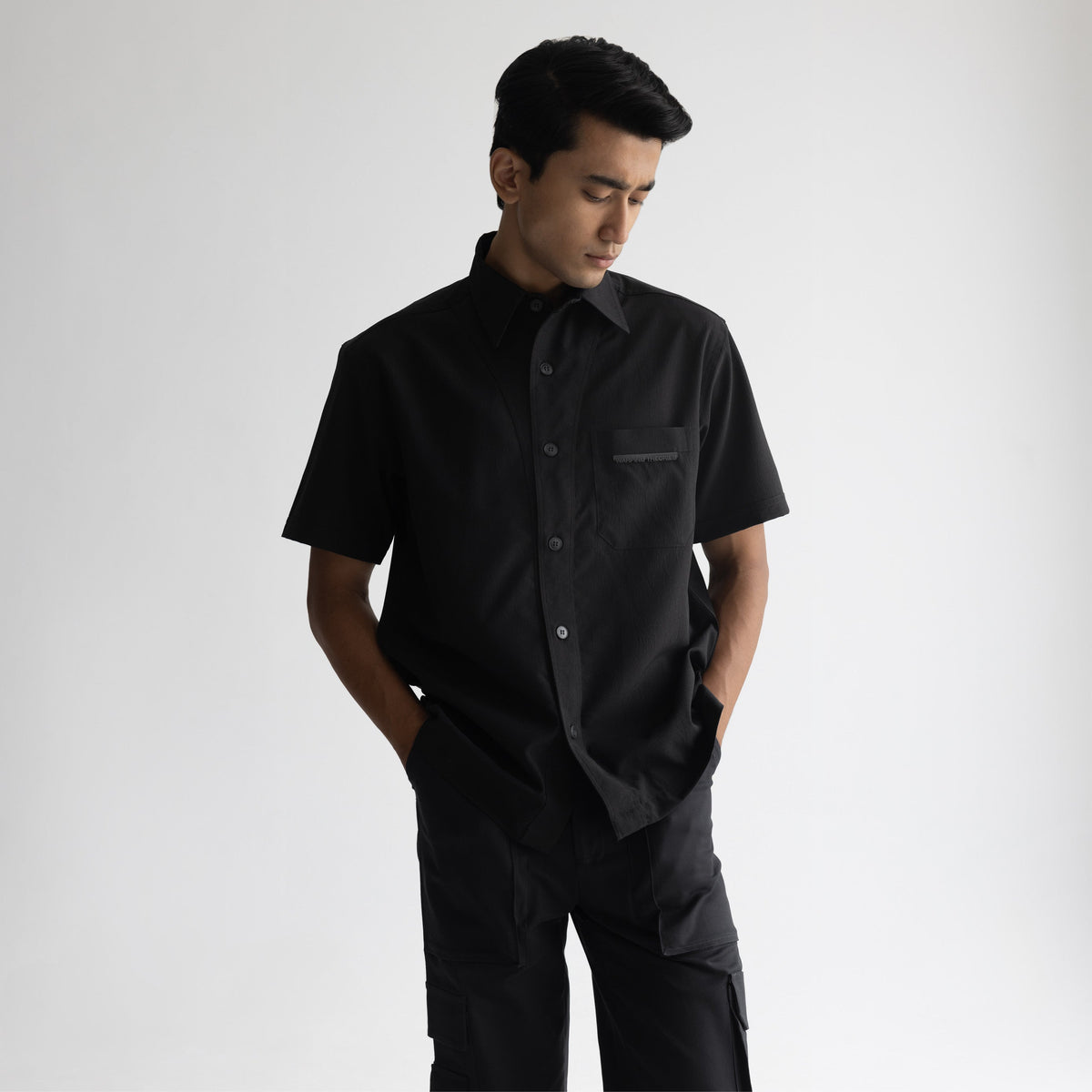 CRINKLE SHIRT- JET BLACK