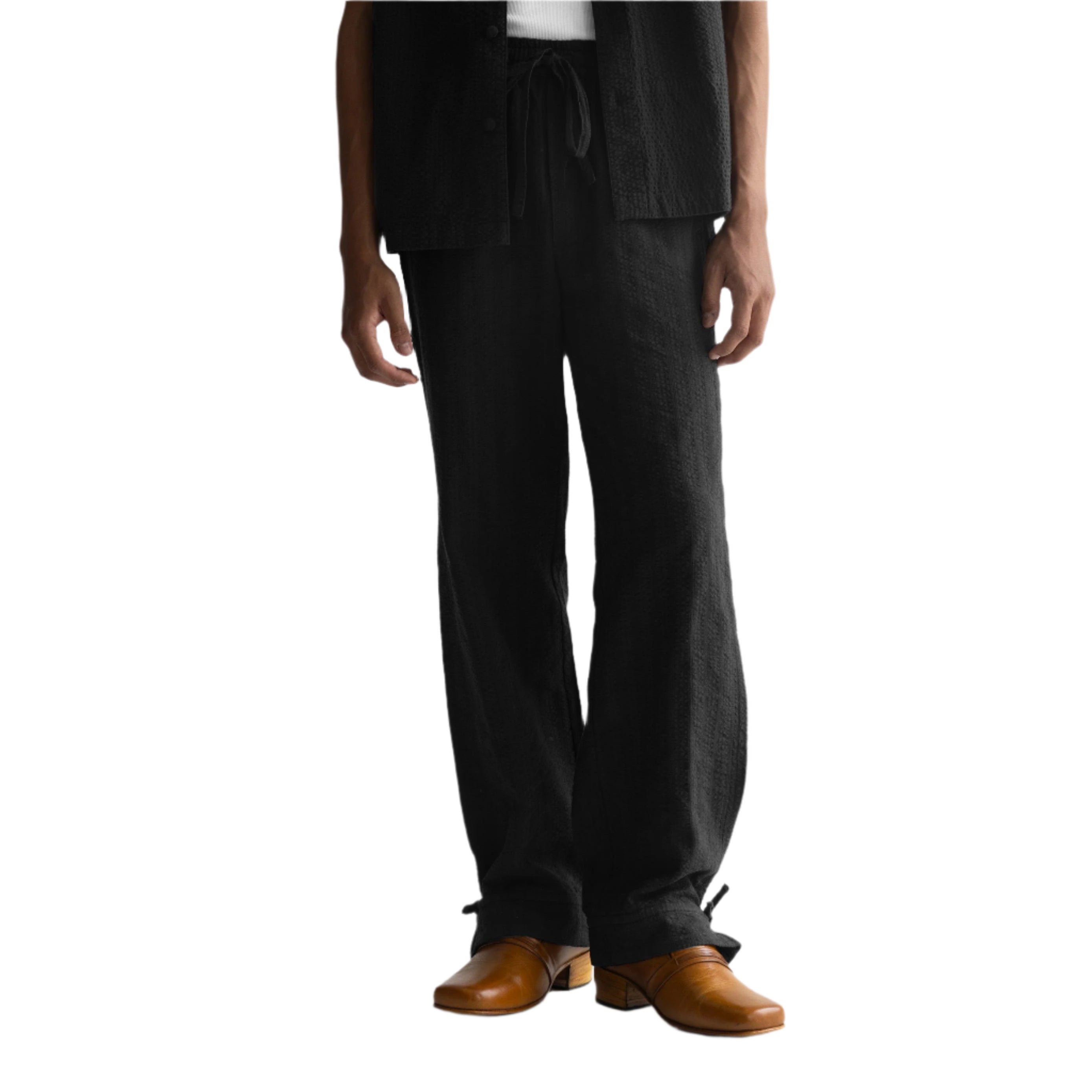 SEER SUCKER PYJAMA - BLACK