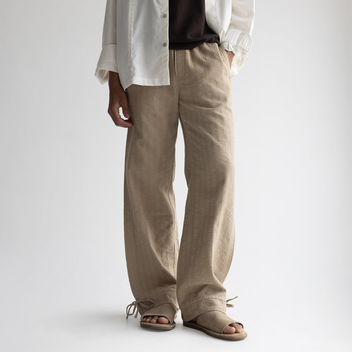 SEER SUCKER PYJAMA - KHAKI
