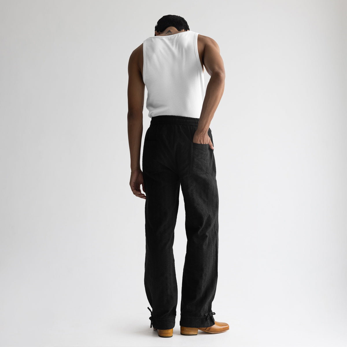 SEER SUCKER PYJAMA - BLACK