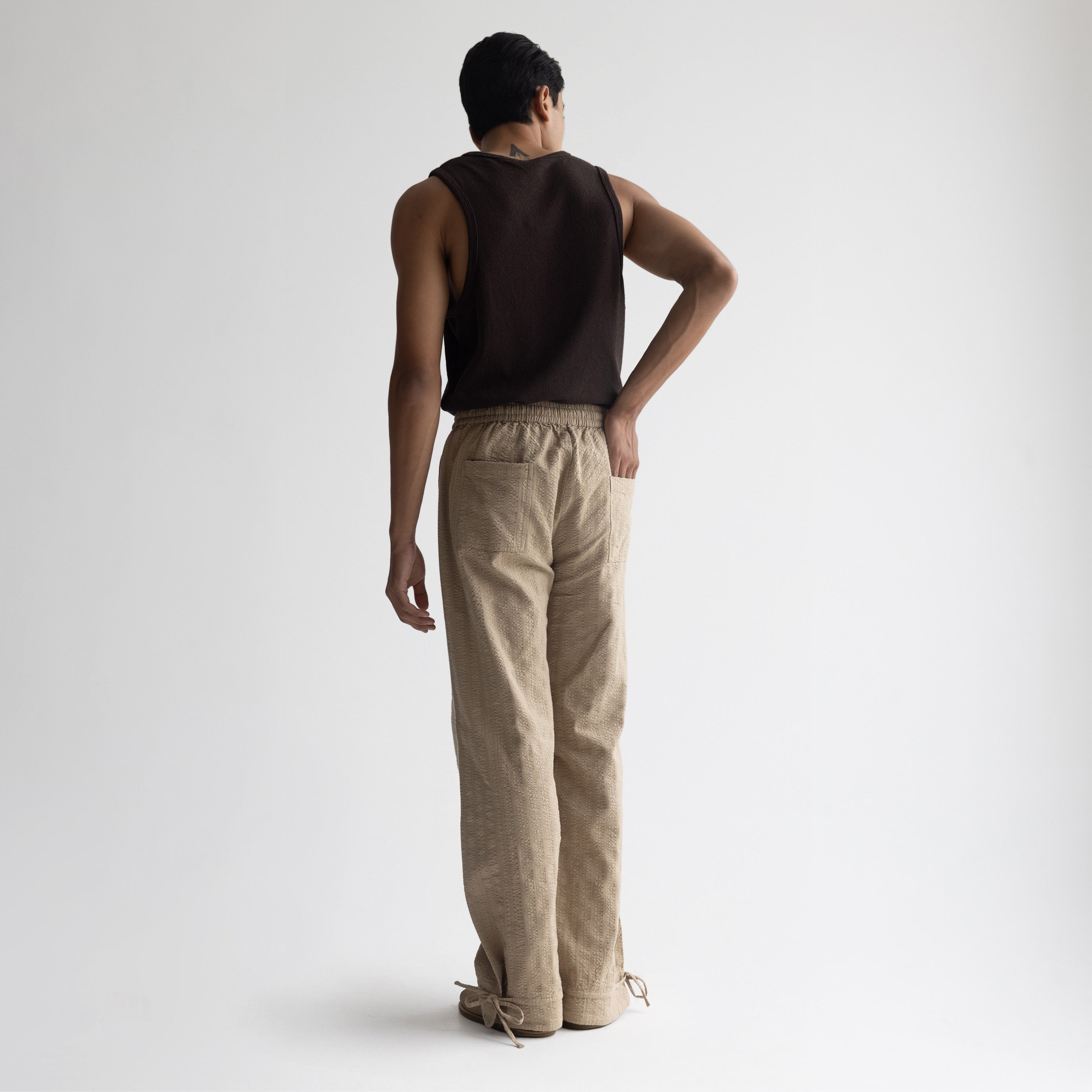 SEER SUCKER PYJAMA - KHAKI