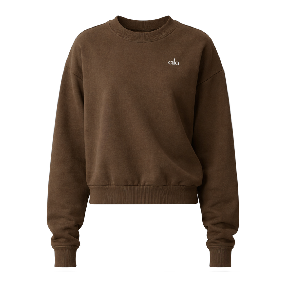 ALO YOGA ACCOLADE CREW NECK PULLOVER Espresso