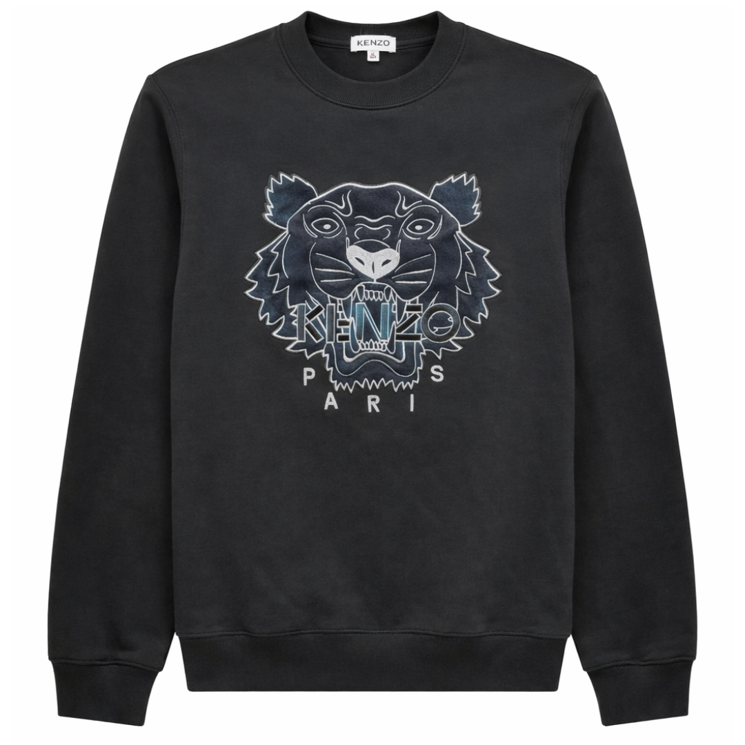 KENZO GRADIENT TIGER EMBROIDERED SWEATSHIRT BLACK