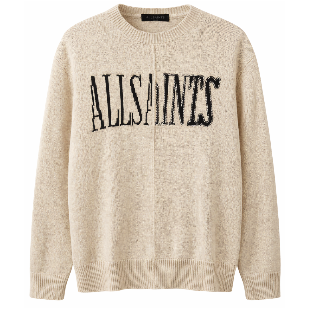 ALL SAINTS AXIS SAINTS CREW SWEATSHIRT ECRU WHITE
