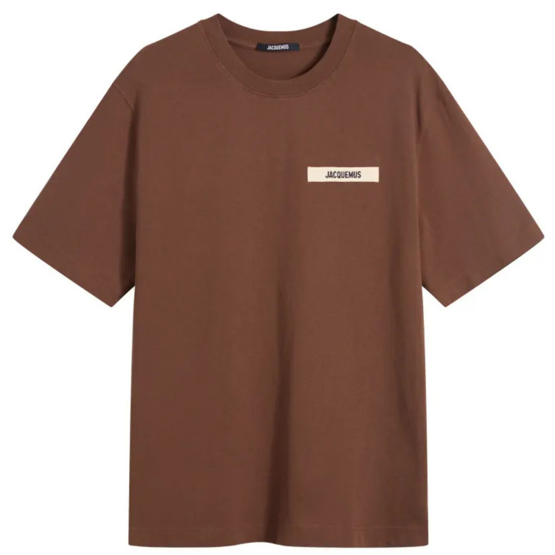 JACQUEMUS GROSGRAIN LOGO Tee DARK BROWN