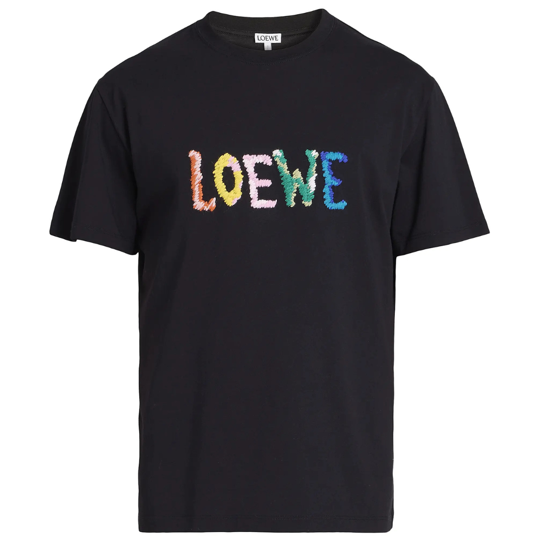 LOEWE LOGO EMBROIDERED TEE BLACK