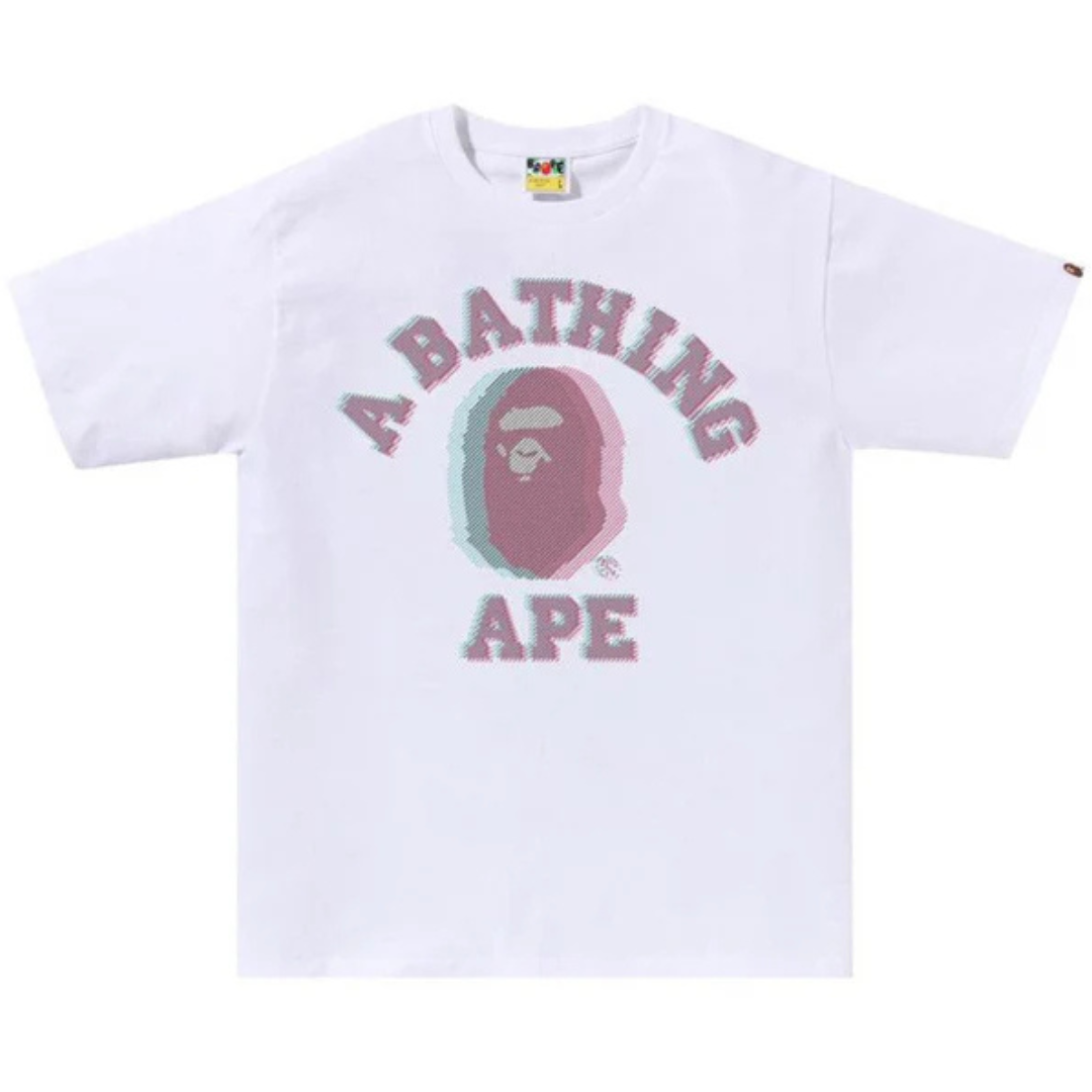 BAPE Glitch Art College Tee White