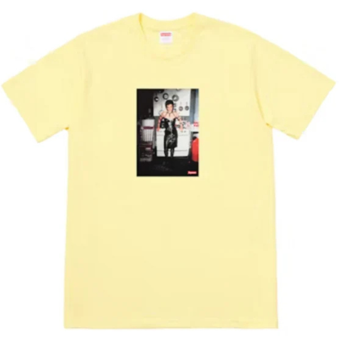 Supreme Nan Goldin Nan as a dominatrix Tee Pale Yellow