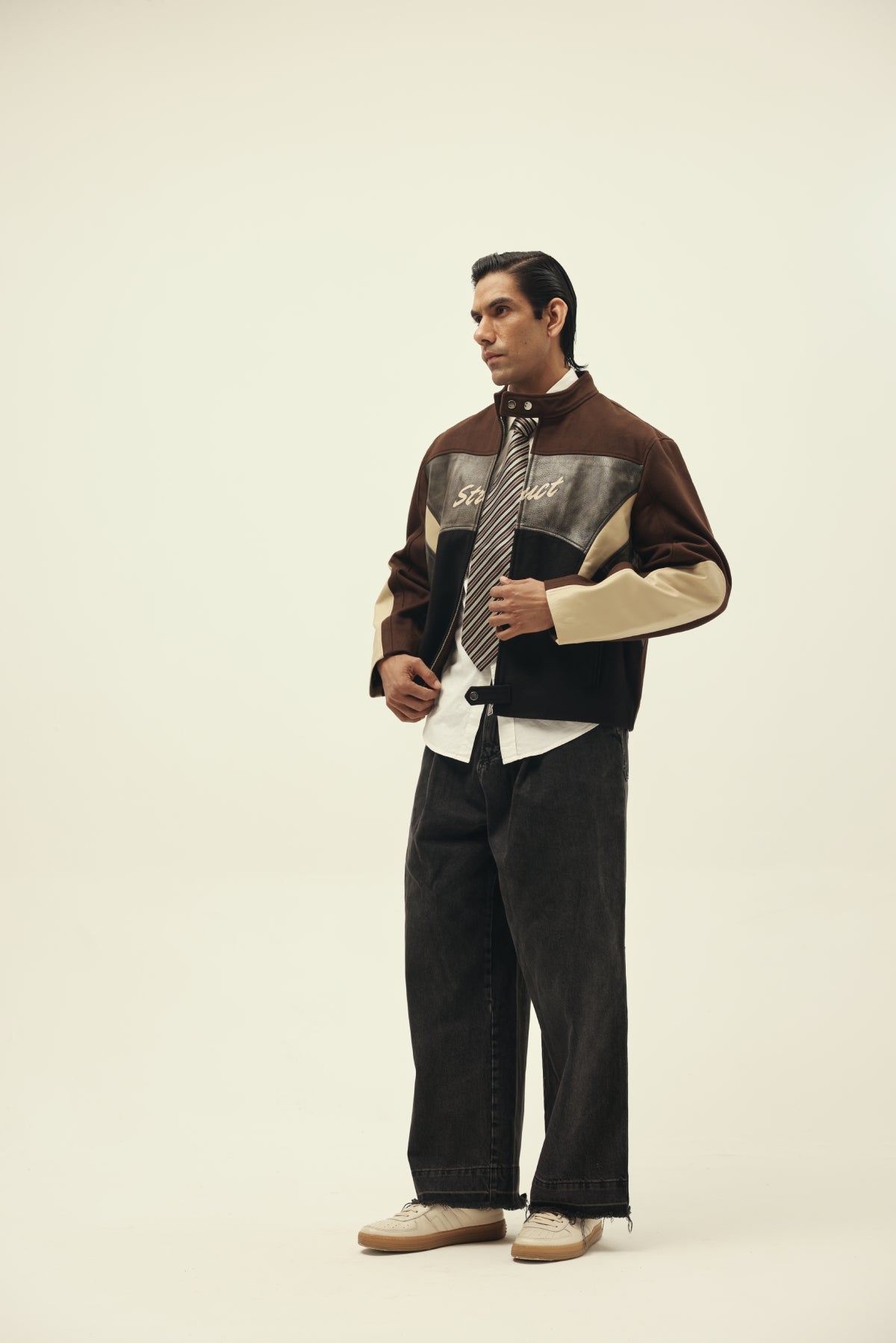 STRUCT DISTRESSED LEATHER RIDER JACKET BROWN