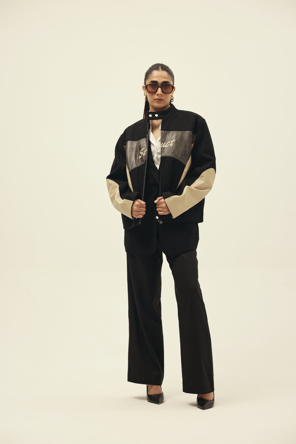 STRUCT DISTRESSED LEATHER RIDER JACKET BLACK