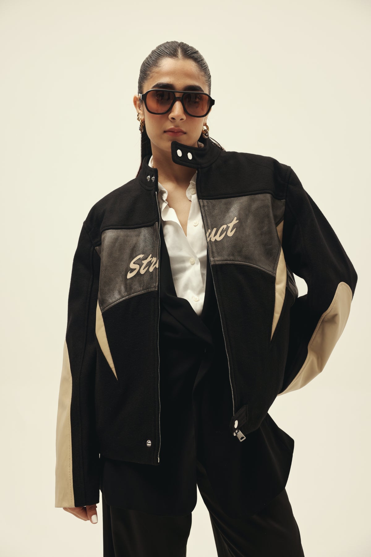 STRUCT DISTRESSED LEATHER RIDER JACKET BLACK