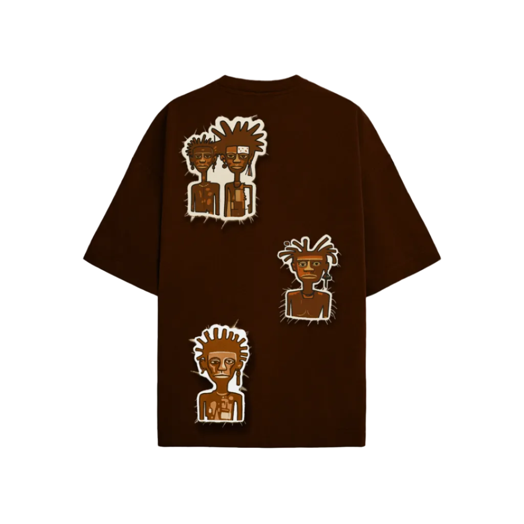 Tribal Art - Oversized T-Shirt (Coffee)