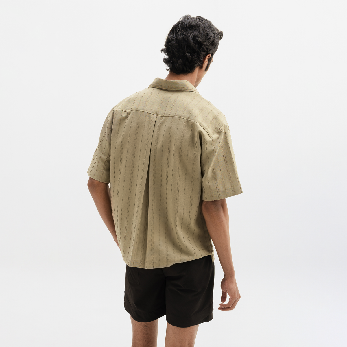 TWO TONED TWISTED YARN SHIRT - BAMBOO GREEN