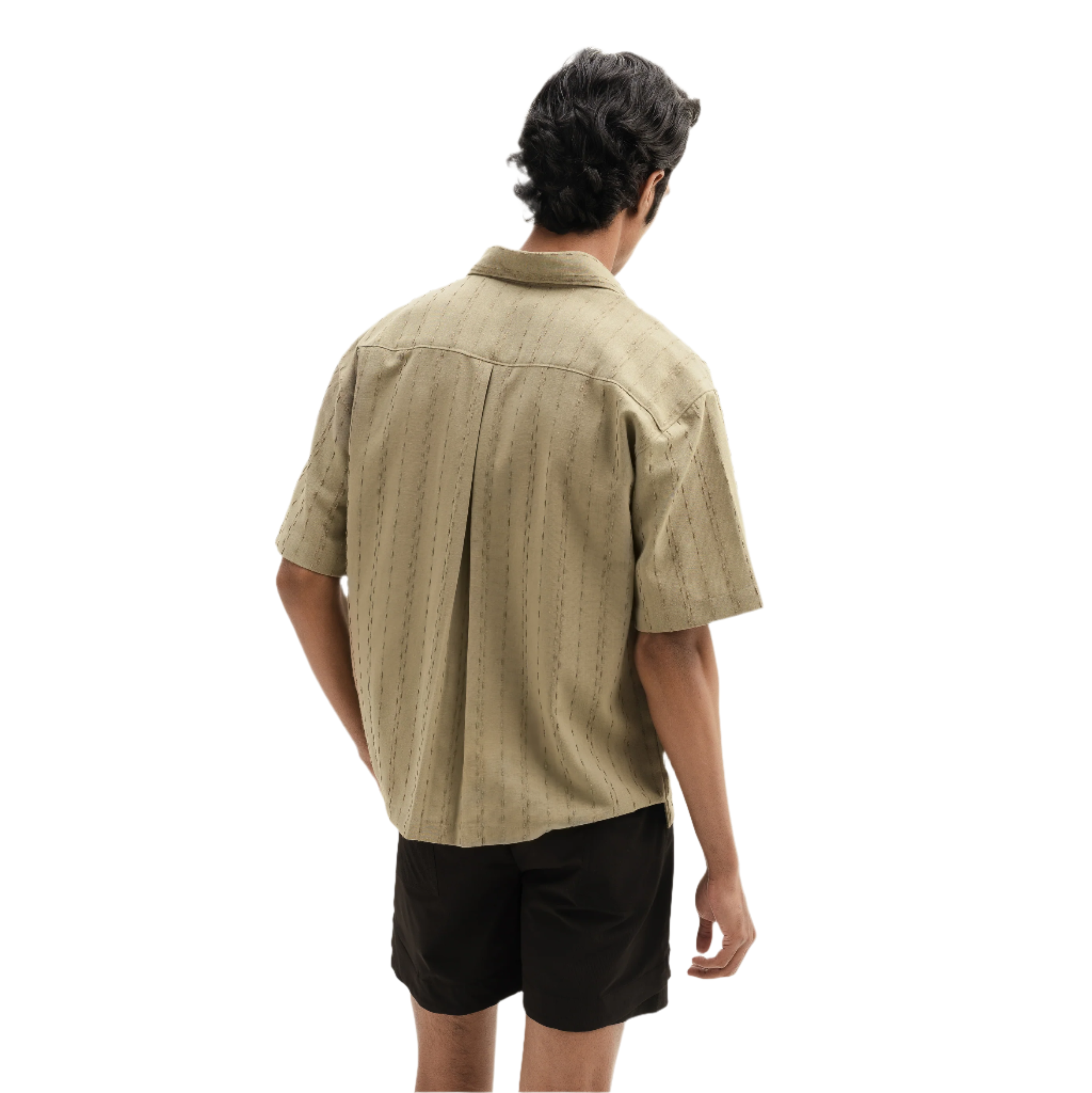 TWO TONED TWISTED YARN SHIRT - BAMBOO GREEN
