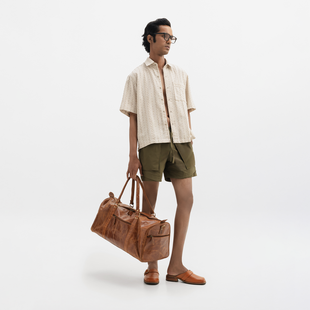 TWO TONED TWISTED YARN SHIRT- SANDALWOOD
