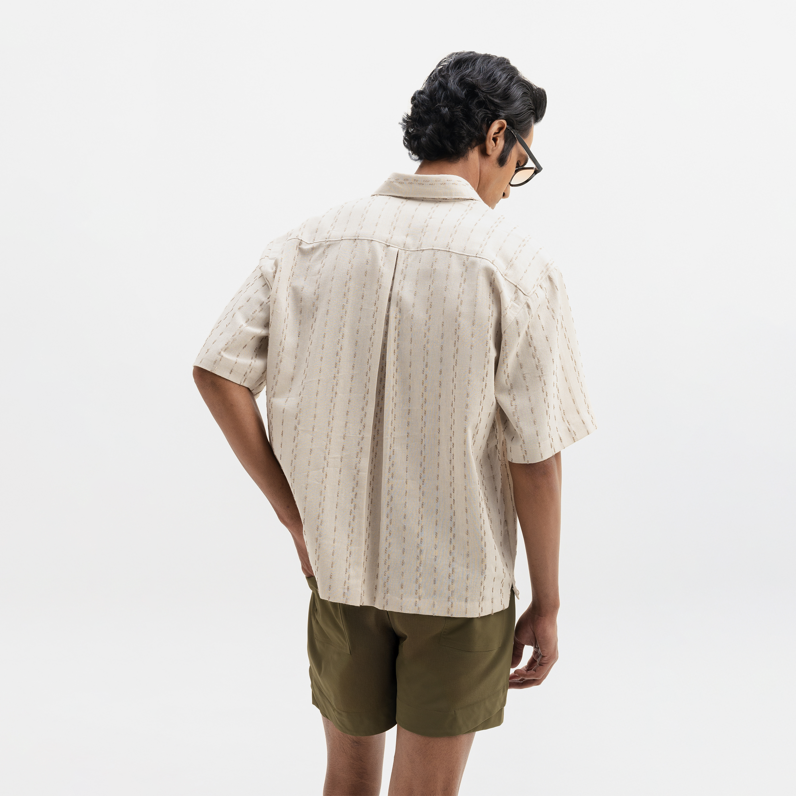 TWO TONED TWISTED YARN SHIRT- SANDALWOOD