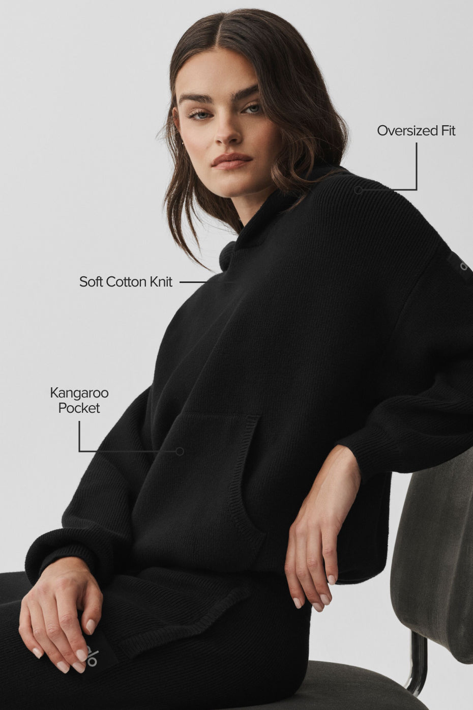 alo Scholar Hooded Sweater - Black