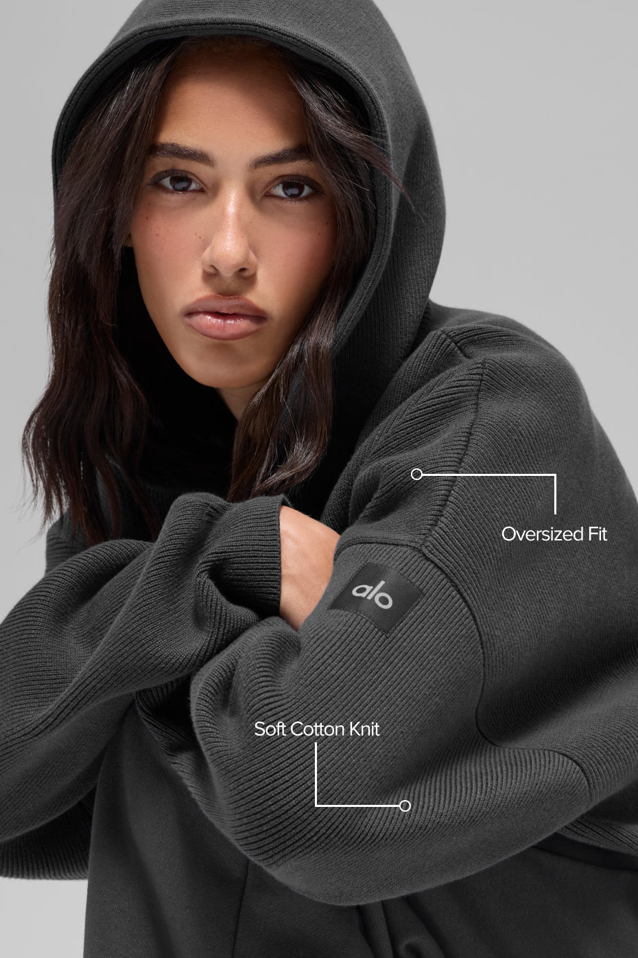 alo Scholar Hooded Sweater - Anthracite