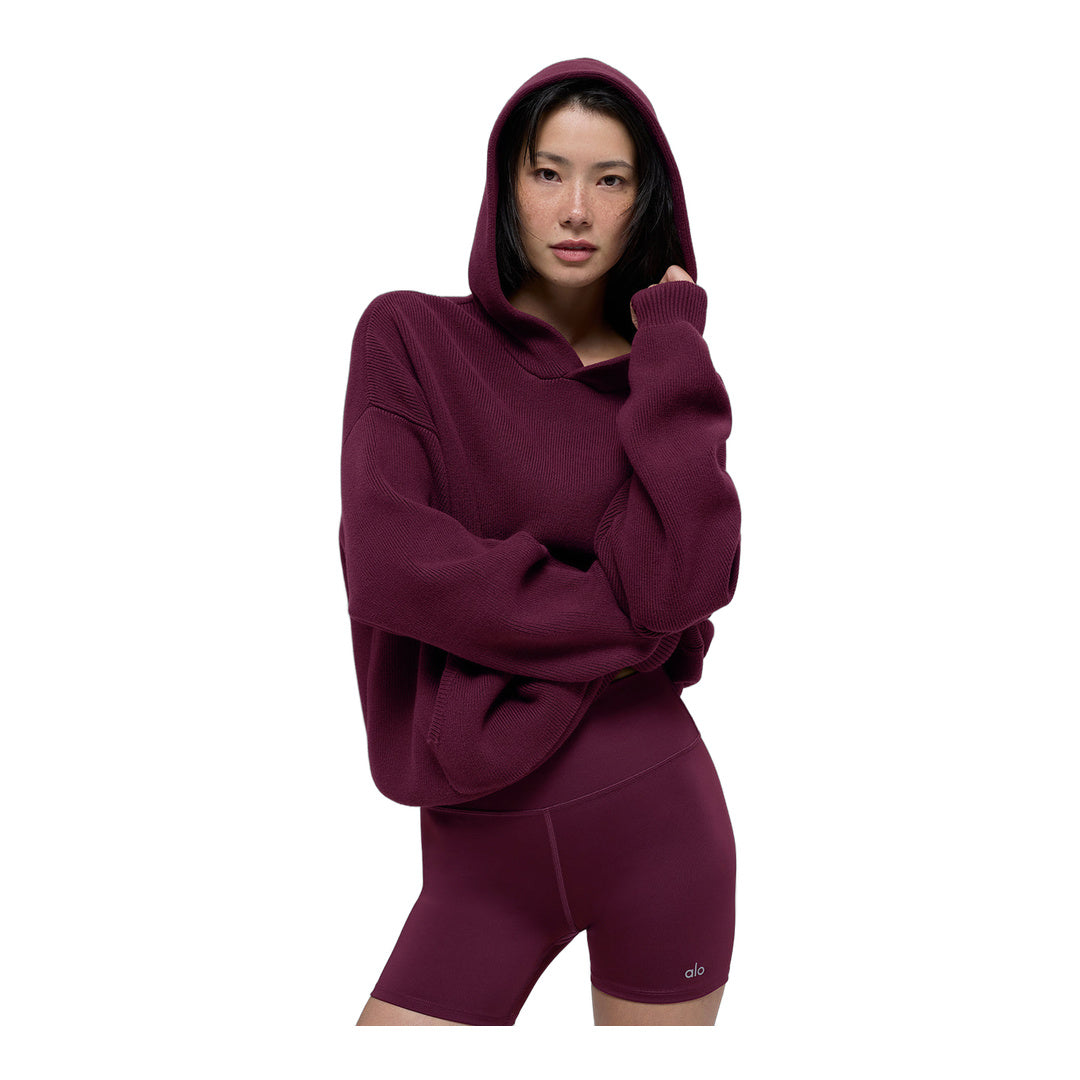 alo Scholar Hooded Sweater - Burgundy