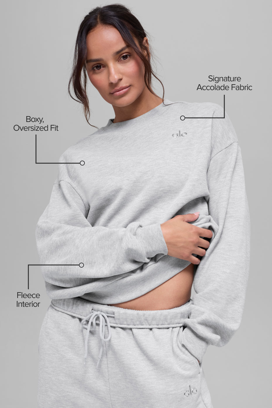 alo Accolade Crew Neck Pullover - Athletic Heather Grey