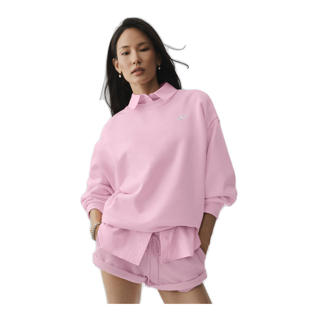 ALO Accolade Crew Neck Pullover - Pink Marshmallow