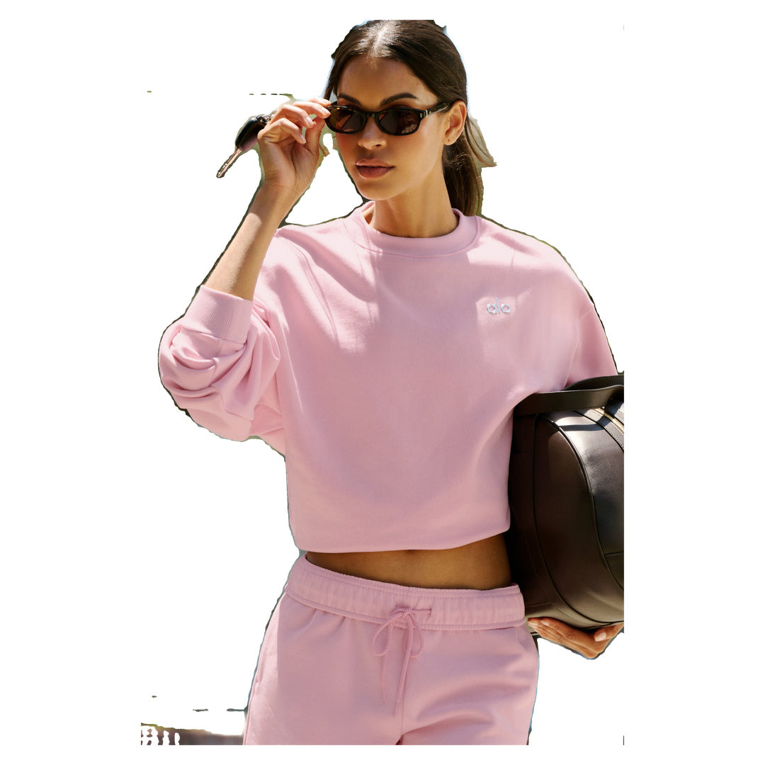ALO Accolade Crew Neck Pullover - Pink Marshmallow