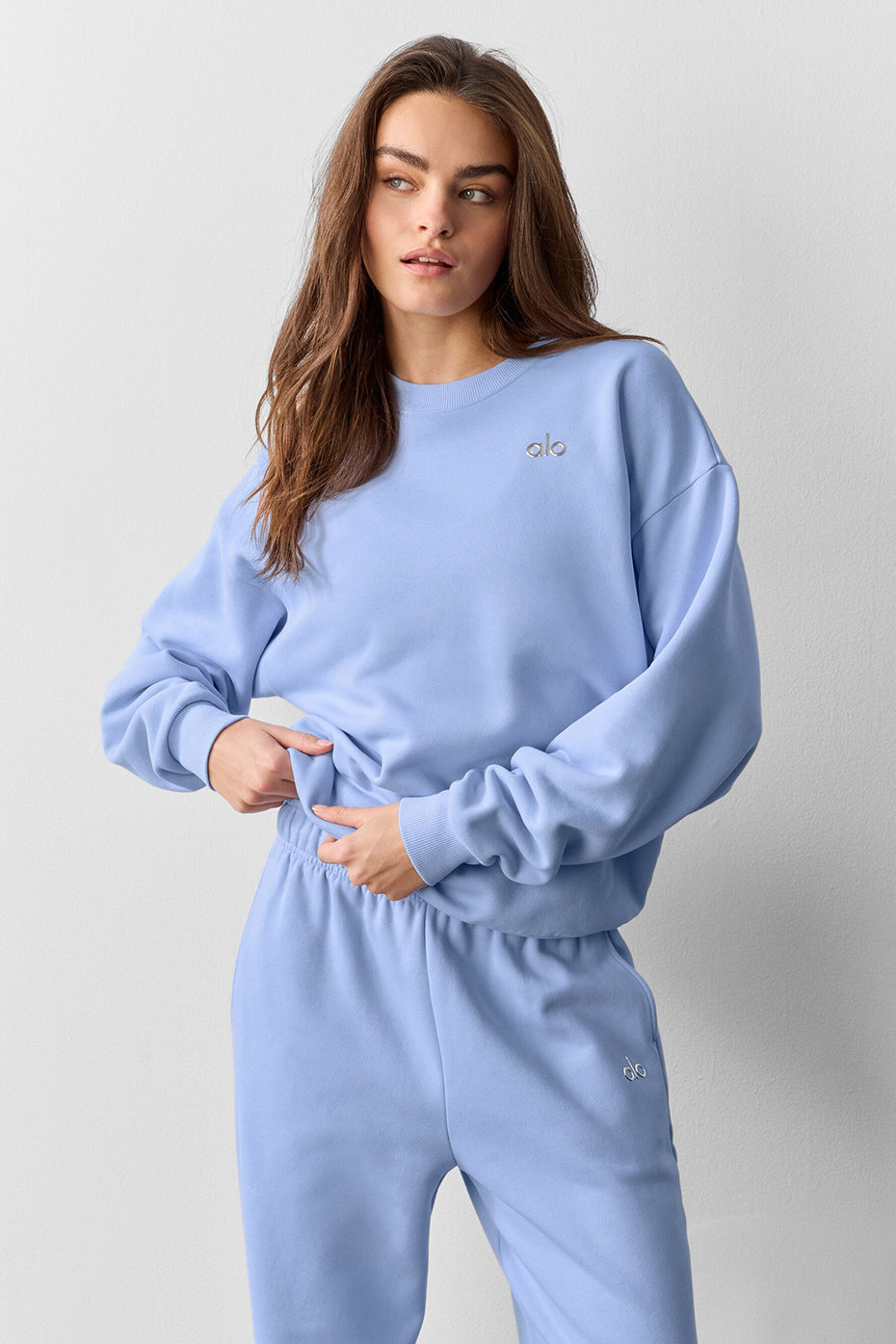 alo Accolade Crew Neck Pullover - Light Provence Blue