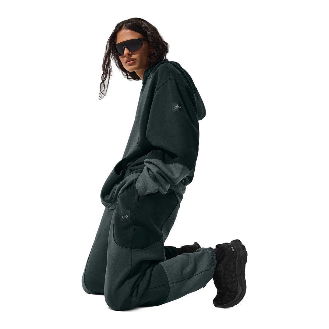 alo Make Waves Hoodie - Charcoal Green Tonal