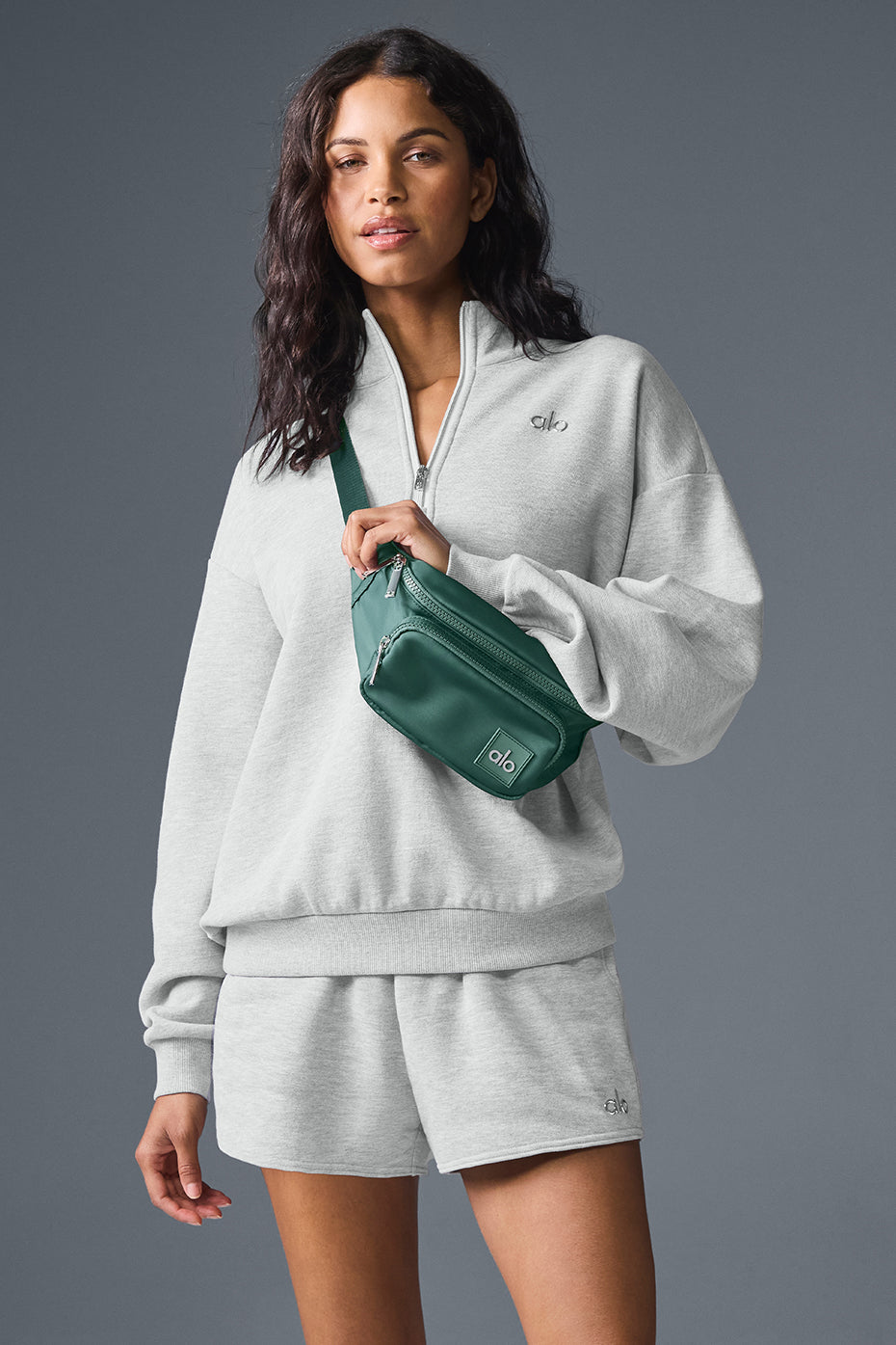 alo Accolade 1/4 Zip Pullover - Athletic Heather Grey