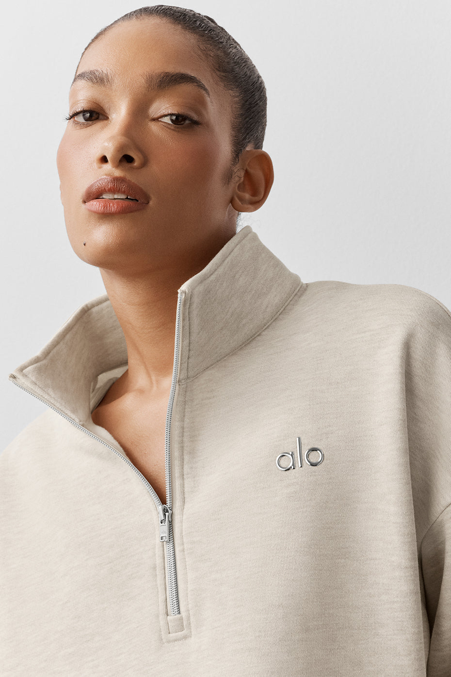 alo Accolade 1/4 Zip Pullover - Oatmeal Heather