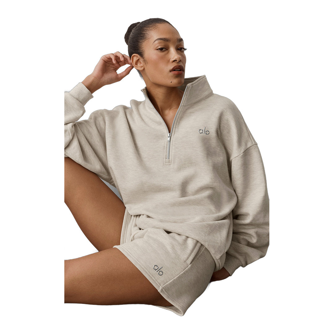 alo Accolade 1/4 Zip Pullover - Oatmeal Heather