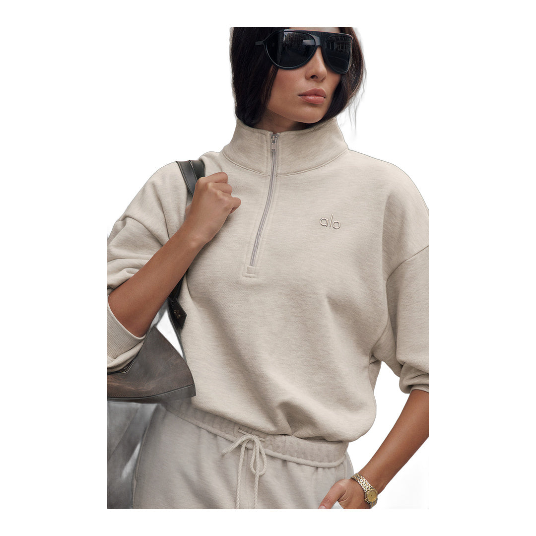 alo Accolade 1/4 Zip Pullover - Oatmeal Heather