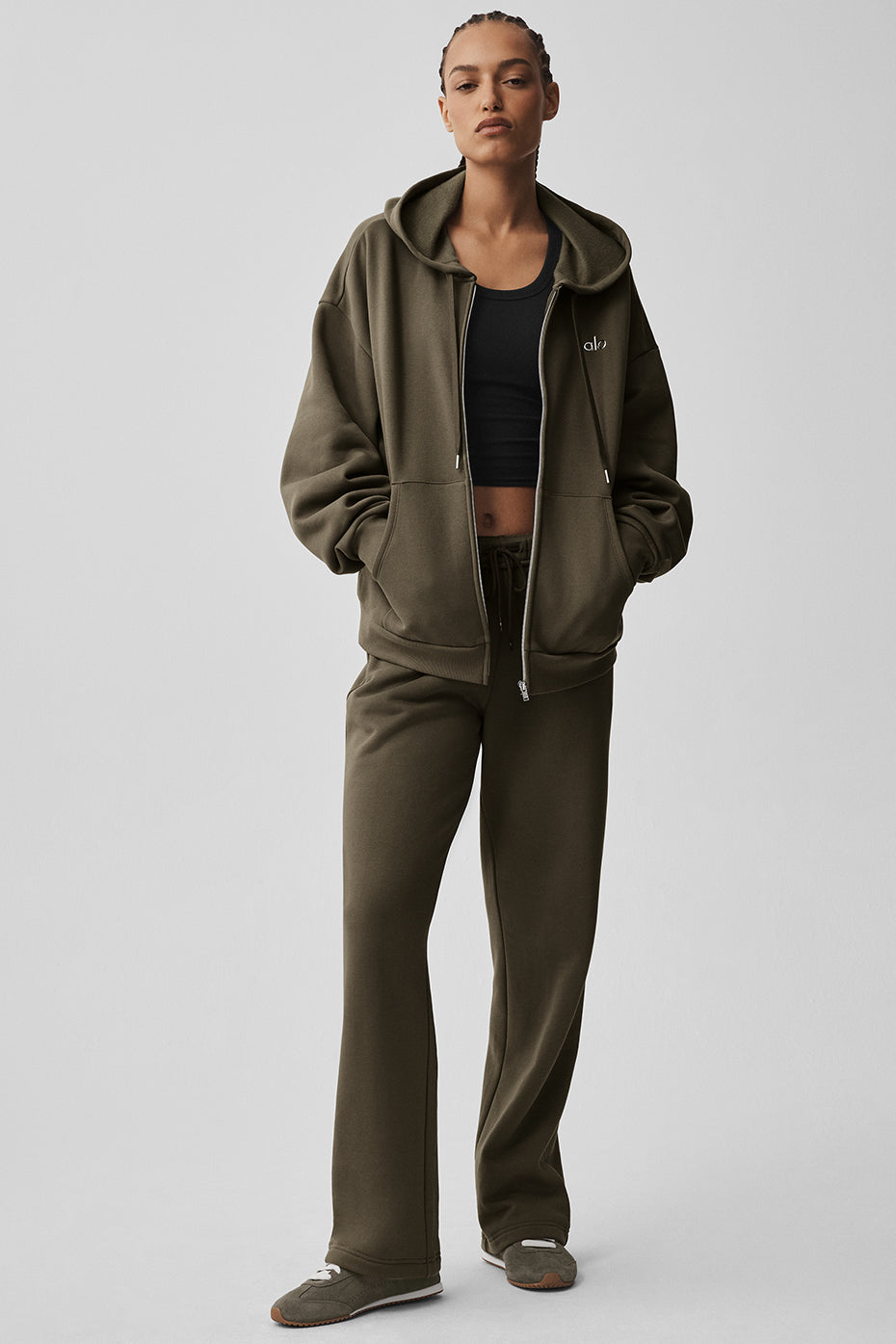 alo Accolade Full Zip Hoodie - Olive Tree