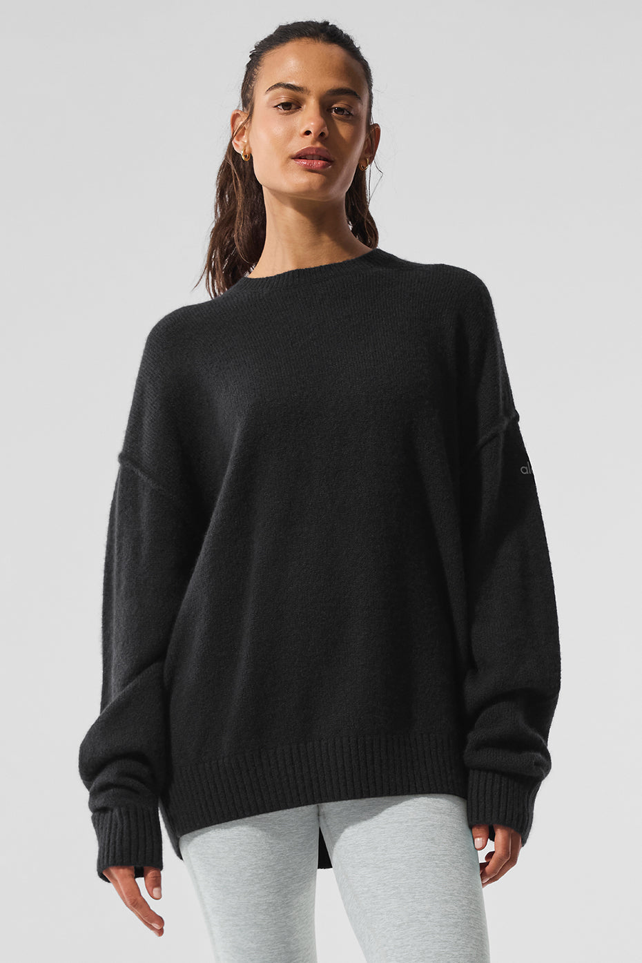 alo Unisex Wool Cashmere New Class Crewneck Sweater - Black